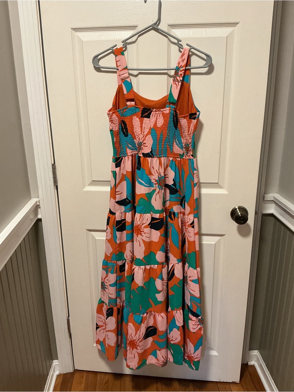 PrettyGarden Floral Tiered Maxi Dress Medium  Tropical Smocked Back Pockets - Picture 8 of 12